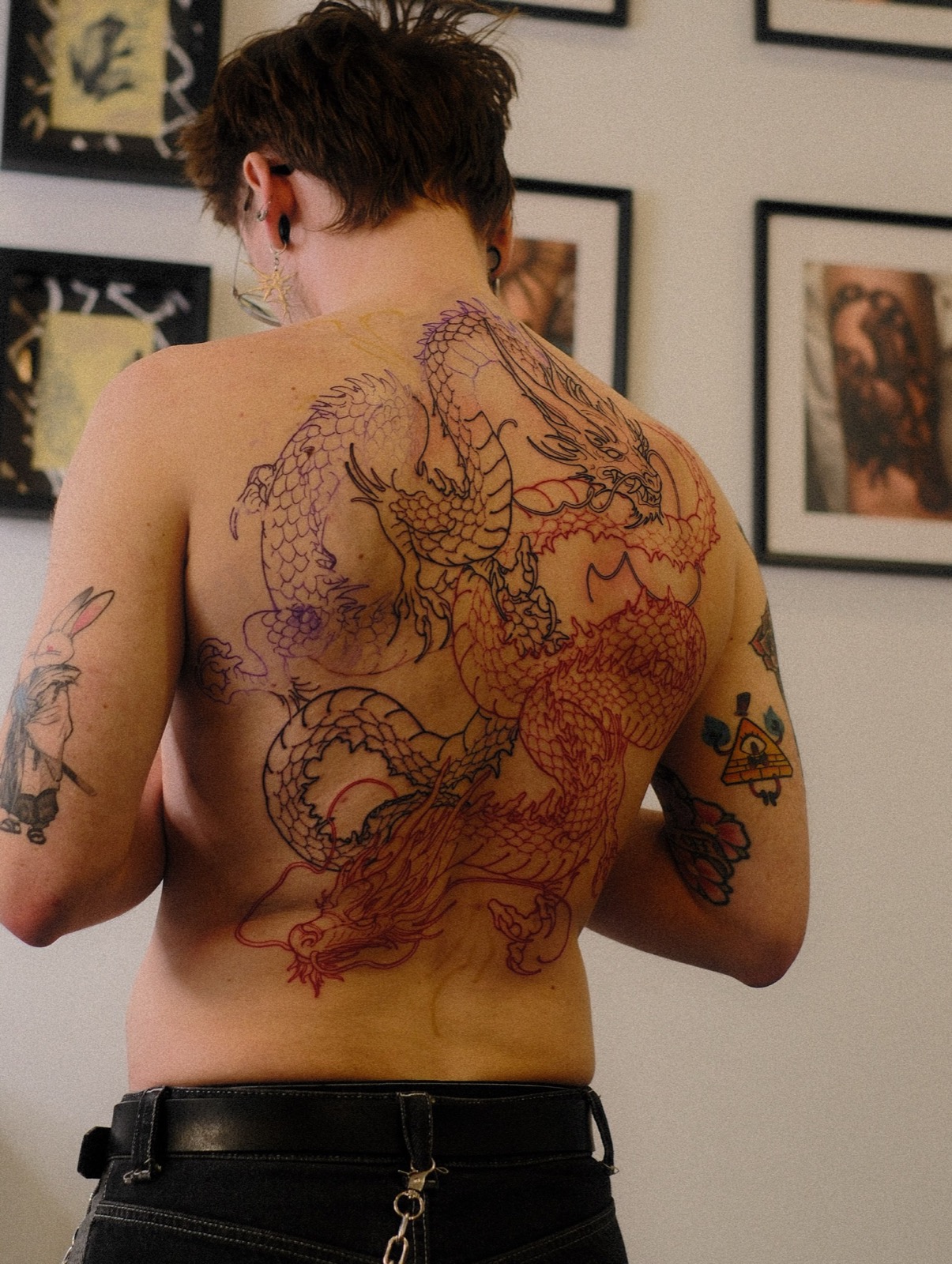 Dragons back piece in progress, studio